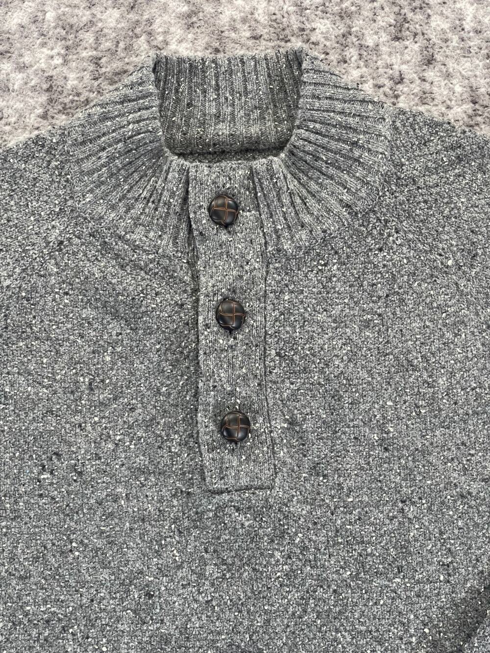 UNTUCKit Sweater Mens 2XL Gray Gordonne Lambswool Mock Neck Henley Pullover